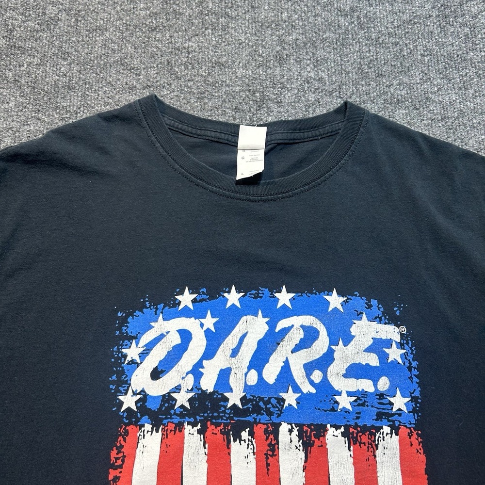 DARE Short Sleeve Crew Neck Graphic T-Shirt Adult Mens Size Large Black Illinois - Picture 3 of 13